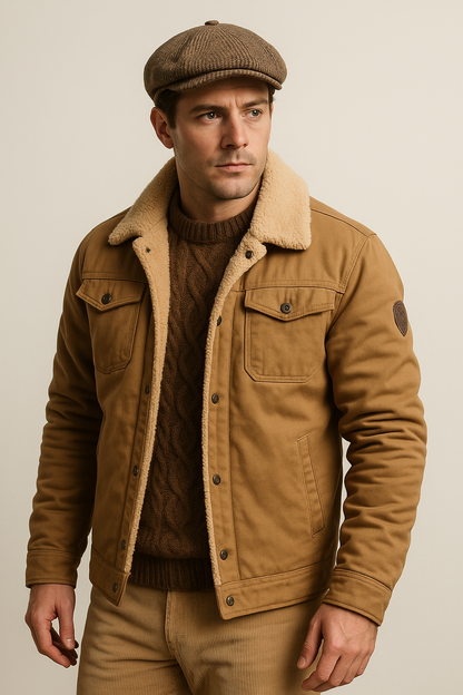 Fleece Sherpa Jas Heren met Zachte Voering en Drukknoopsluiting