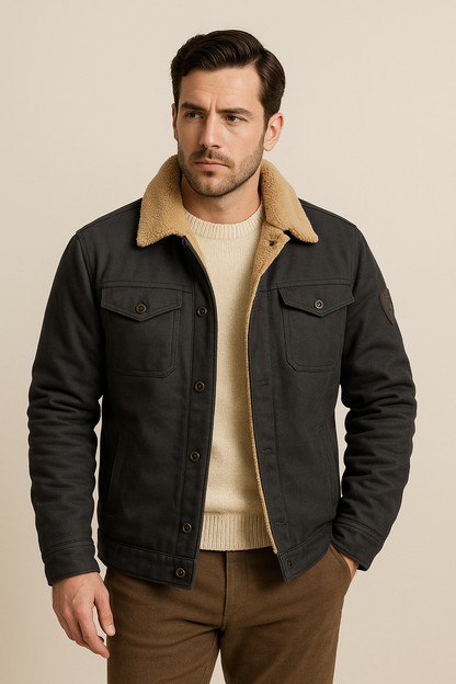 Fleece Sherpa Jas Heren met Zachte Voering en Drukknoopsluiting