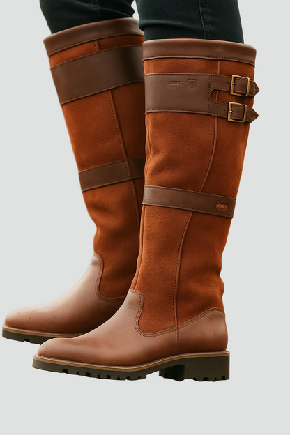 Stijlvolle Dames Hoge Laarzen van Leer met Gespdetails