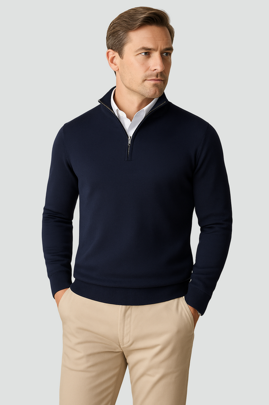 Heren Half-Zip Trui met Hoge Kraag