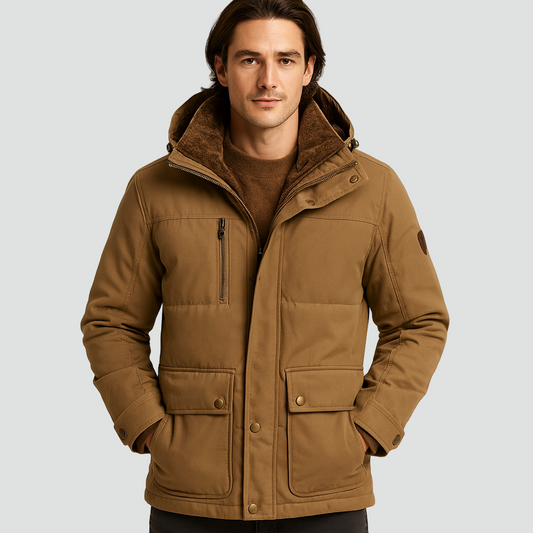 Heren Winterjas met Fleece Voering en Afneembare Capuchon