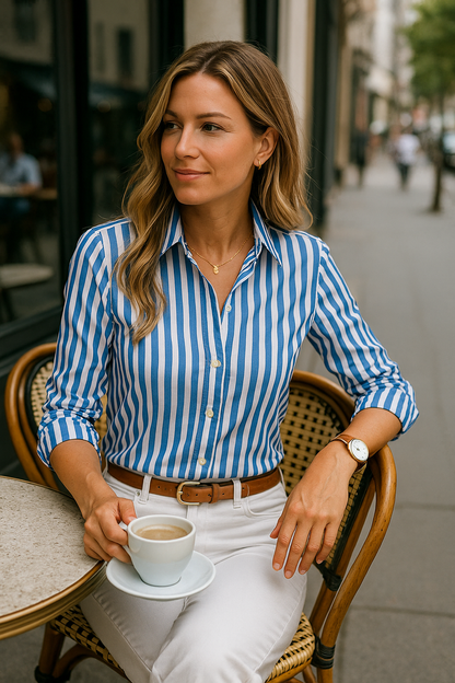 Gestreepte Elegante Dames Lange Mouwen Blouse