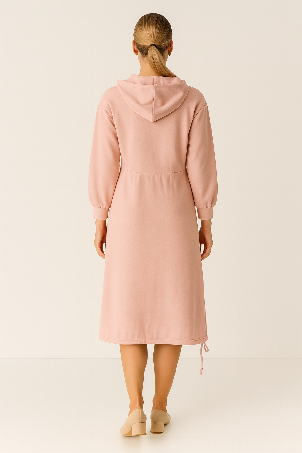 Dames Hoodie Jurk Midi met Buidelzak Herfst