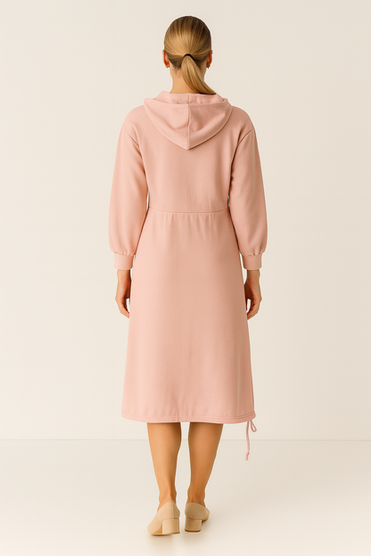 Dames Hoodie Jurk Midi met Buidelzak Herfst