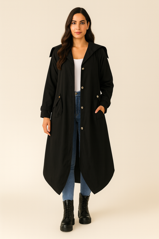 Elegante Dames Maxi Trenchcoat met knopen