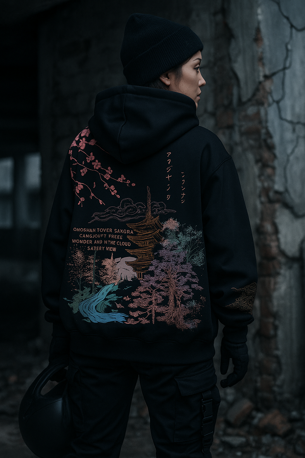 Casual Dames Hoodie met Japanse Sakura Print