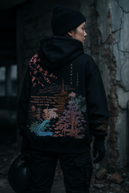 Casual Dames Hoodie met Japanse Sakura Print