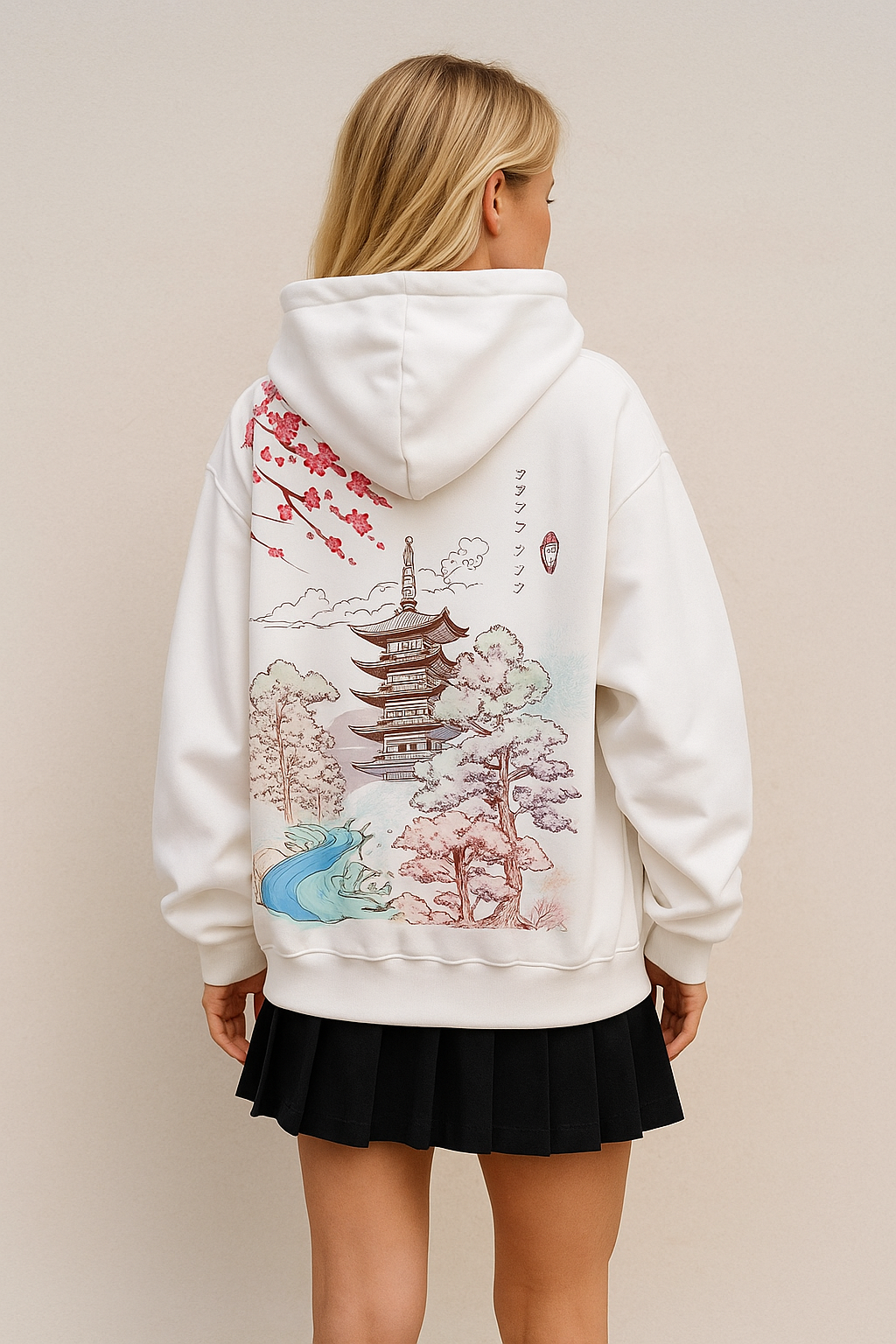 Casual Dames Hoodie met Japanse Sakura Print