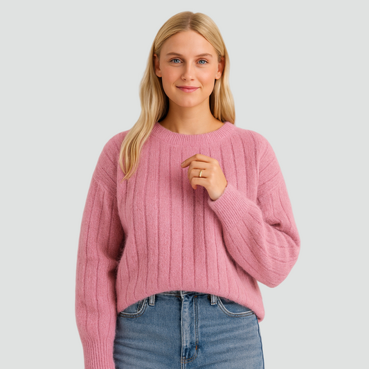 Zachte Oversized Gebreide Dames trui met Ronde Hals