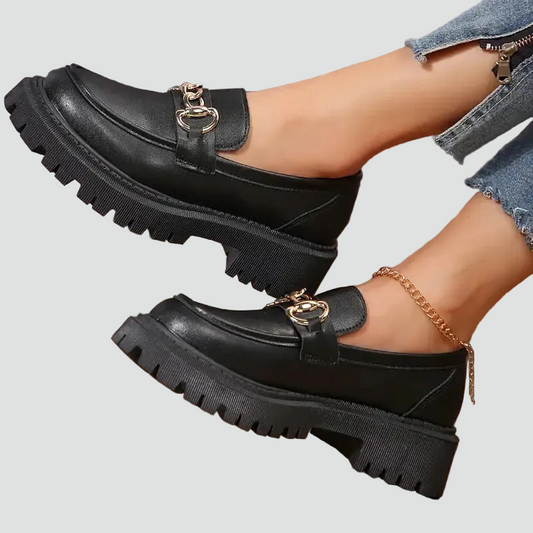 Dames Loafers Met Chunky Zool En Kettingdetail Comfort