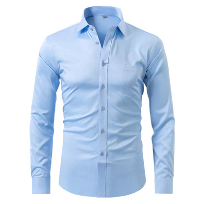 Strijkvrij Klassiek Heren Overhemd Slim Fit met Lange Mouwen