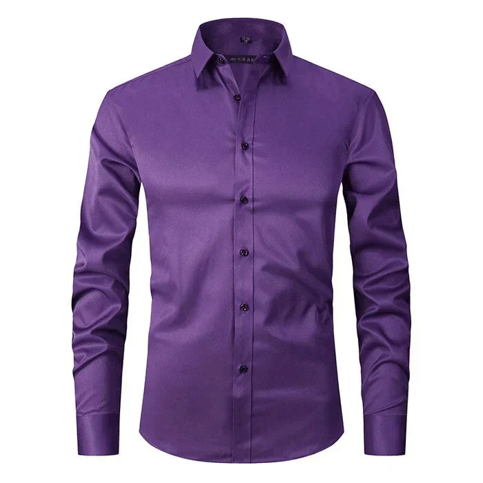 Strijkvrij Klassiek Heren Overhemd Slim Fit met Lange Mouwen