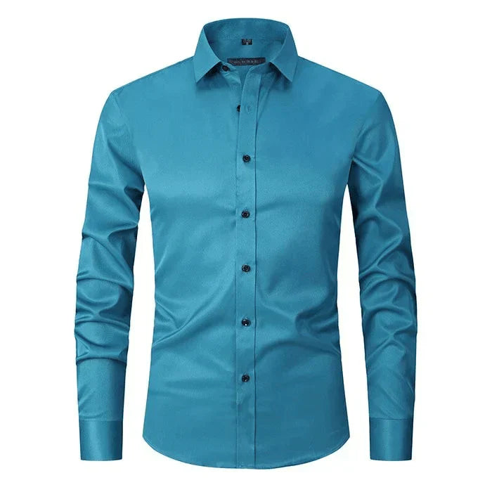 Strijkvrij Klassiek Heren Overhemd Slim Fit met Lange Mouwen