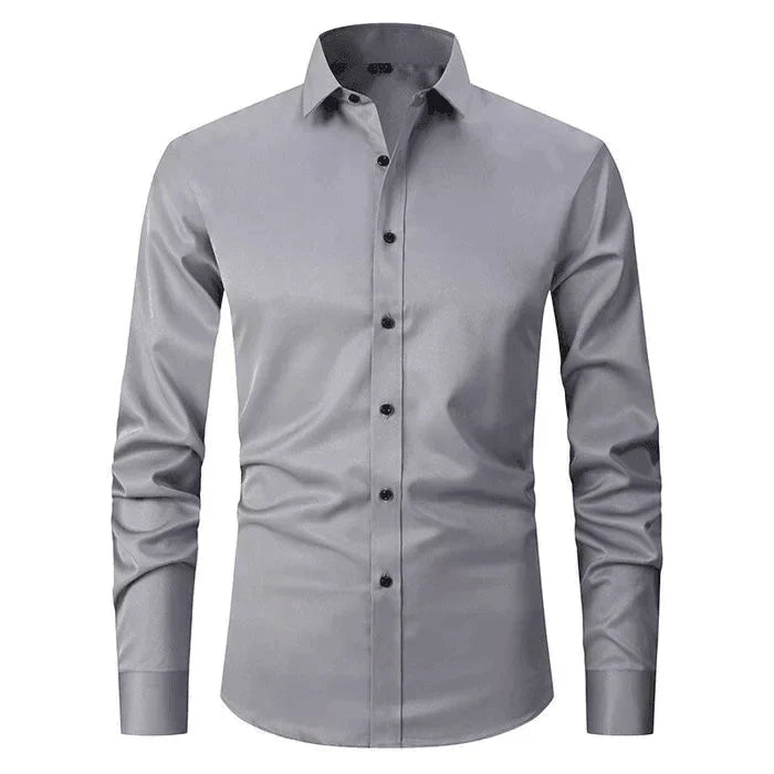 Strijkvrij Klassiek Heren Overhemd Slim Fit met Lange Mouwen