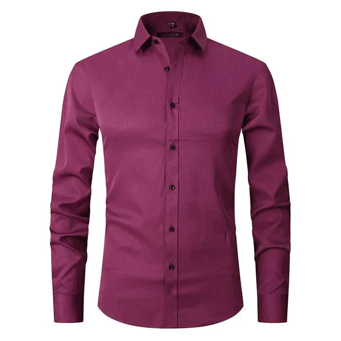Strijkvrij Klassiek Heren Overhemd Slim Fit met Lange Mouwen