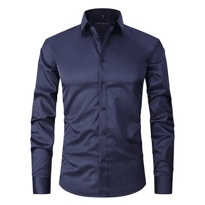 Strijkvrij Klassiek Heren Overhemd Slim Fit met Lange Mouwen