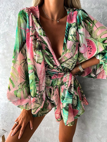 Nova - Flowy zomerset tweedelig met shorts en blouse