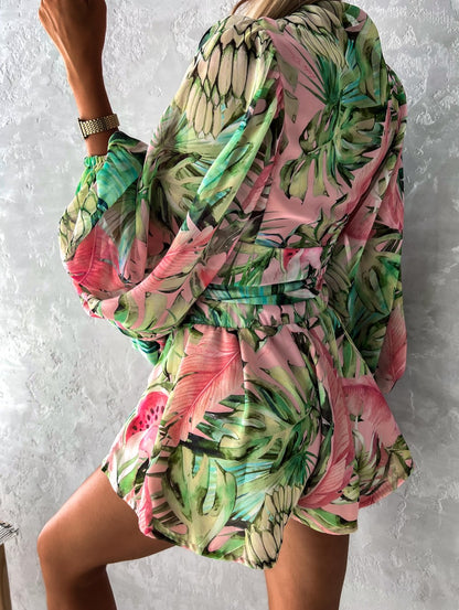 Nova - Flowy zomerset tweedelig met shorts en blouse