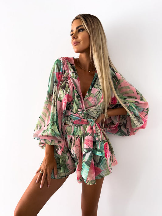 Nova - Flowy zomerset tweedelig met shorts en blouse