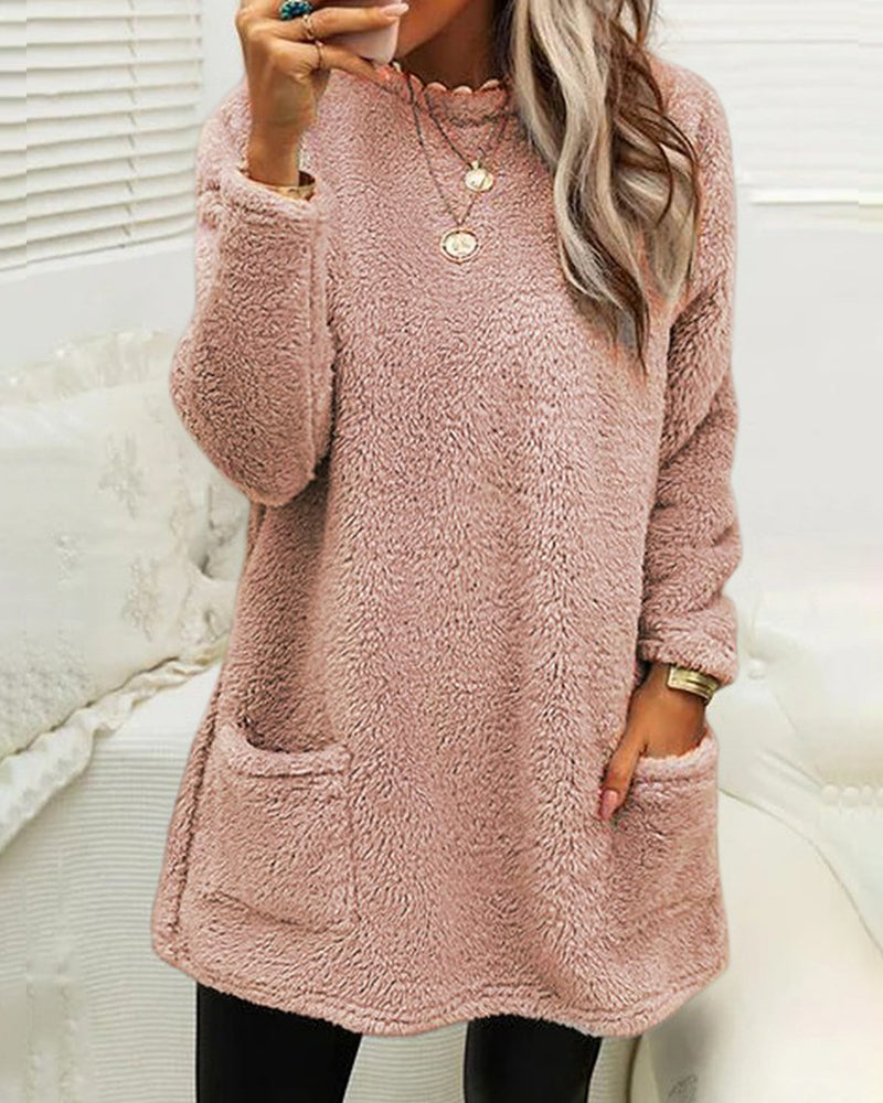 Winterse Fleece Sweaterjurk Dames Warm