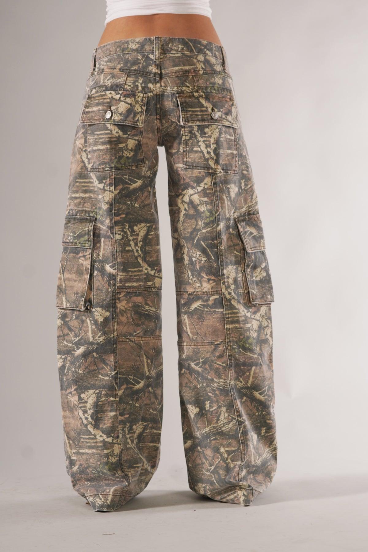 Sabine - Camouflage Wijde-Leg Cargo Broek voor dames
