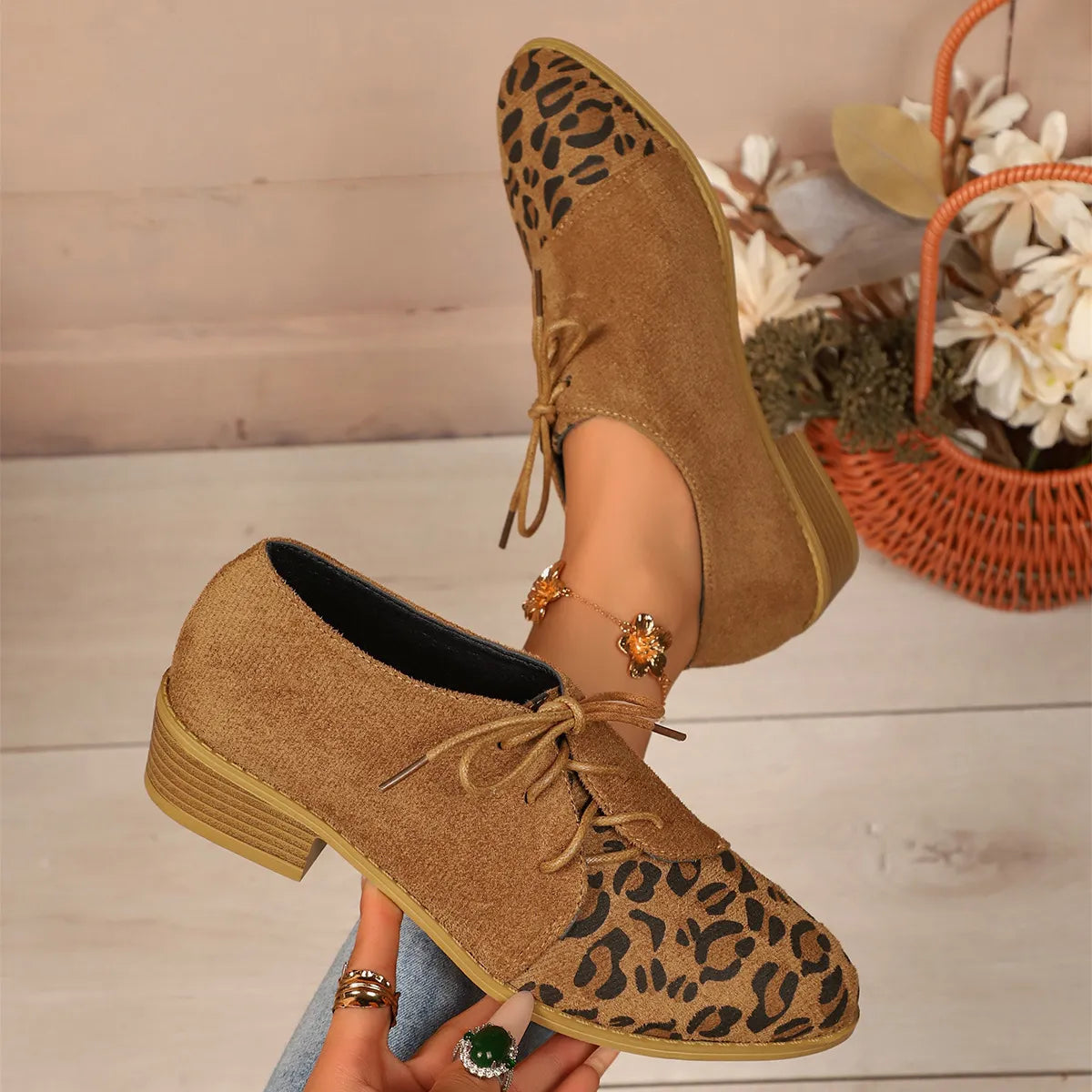 Schoenen met Veter Puntige Neus Blokhak voor Dames
