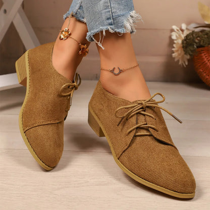 Schoenen met Veter Puntige Neus Blokhak voor Dames