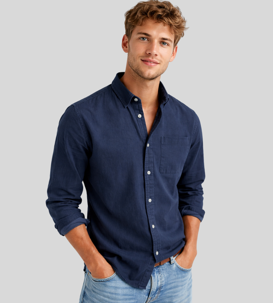 Heren Overhemd Met Borstzak En Klassieke Knoopsluiting