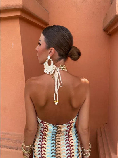 Azura - Zomerjurk voor Dames met Open Rug en Print voor Dames