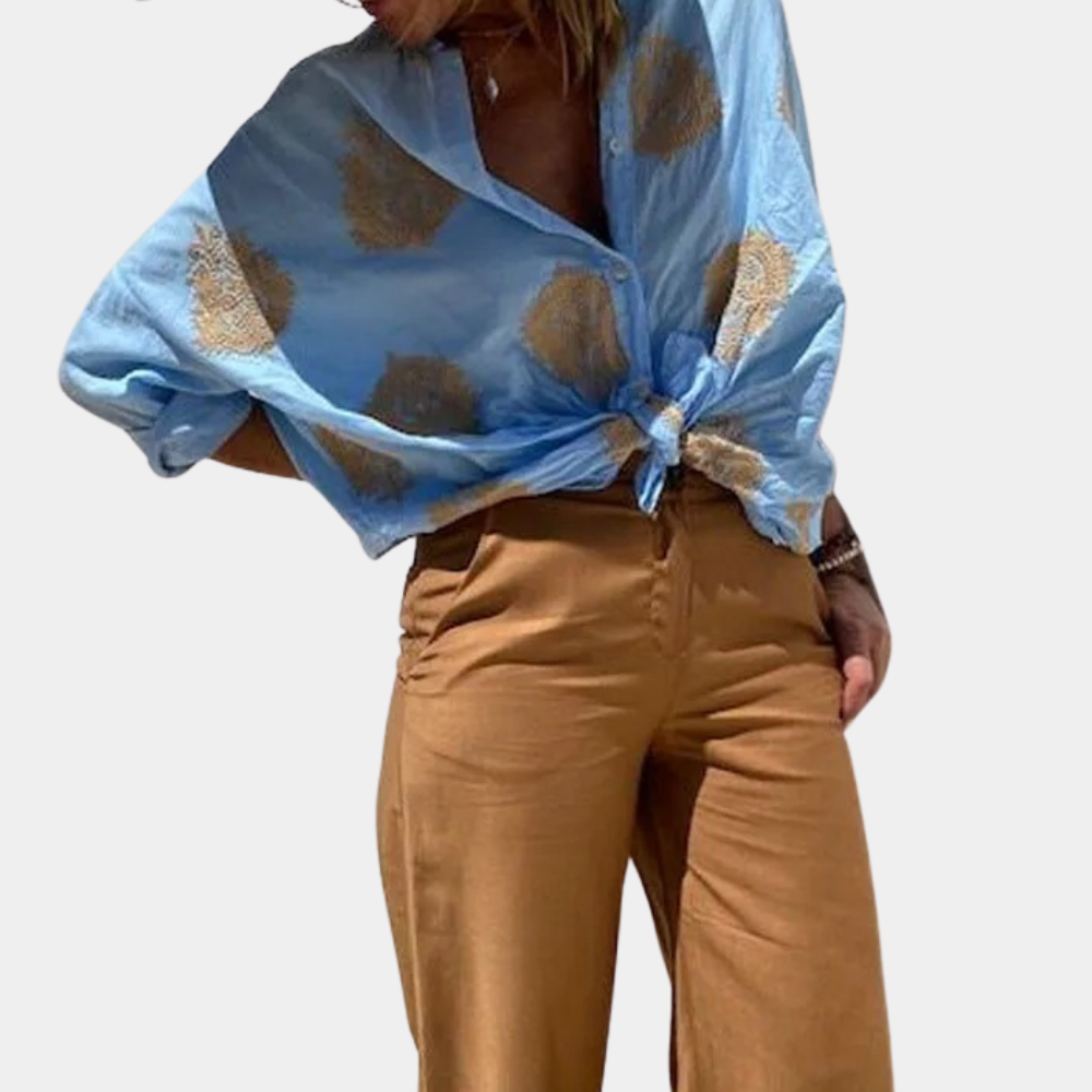 Yekaterina - Geborduurde Boho Chic Katoenen Blouse voor dames