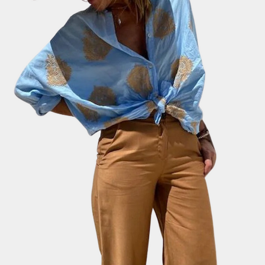 Yekaterina - Geborduurde Boho Chic Katoenen Blouse voor dames