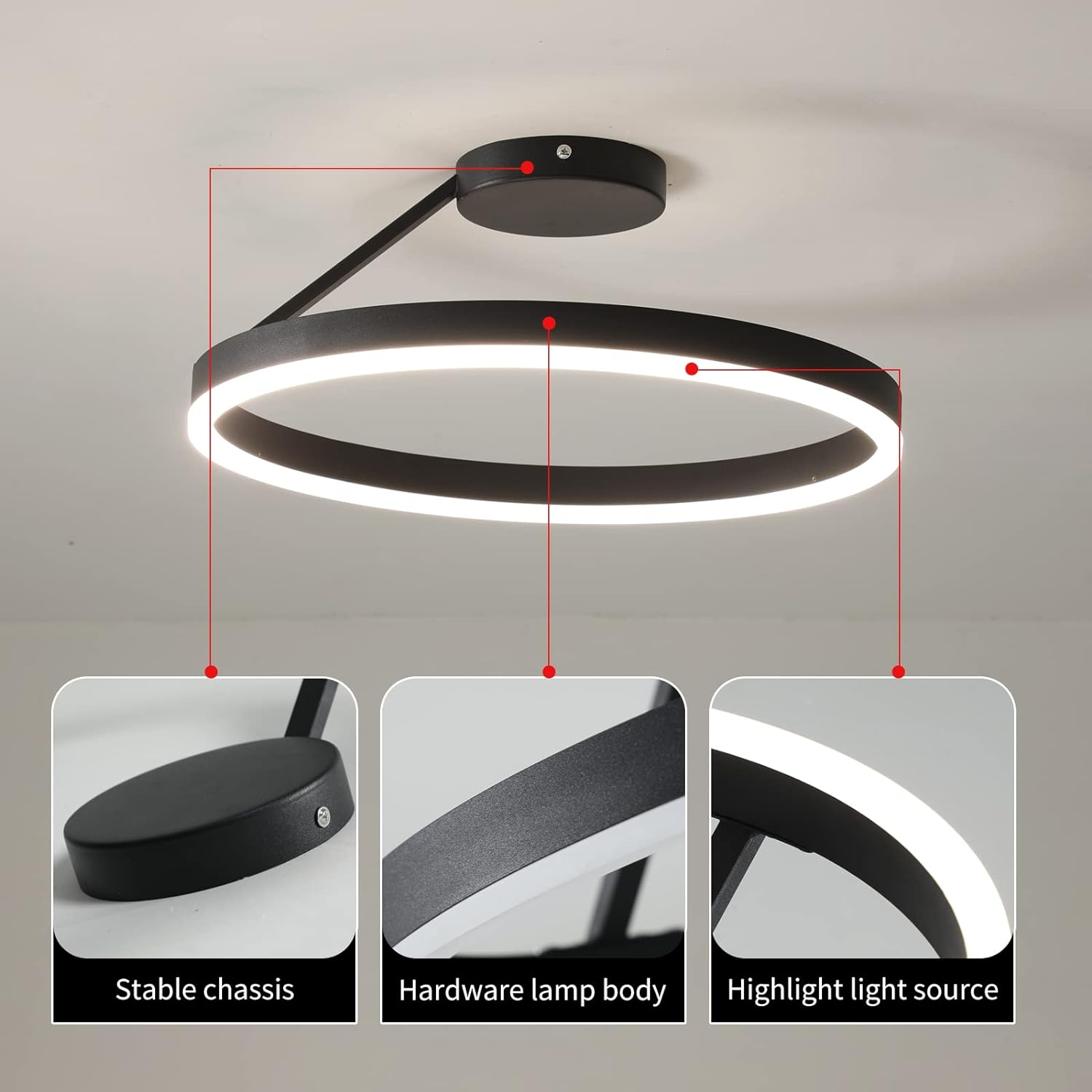 Ronde Scandinavische Plafondlamp Met Hangende LED-Ring