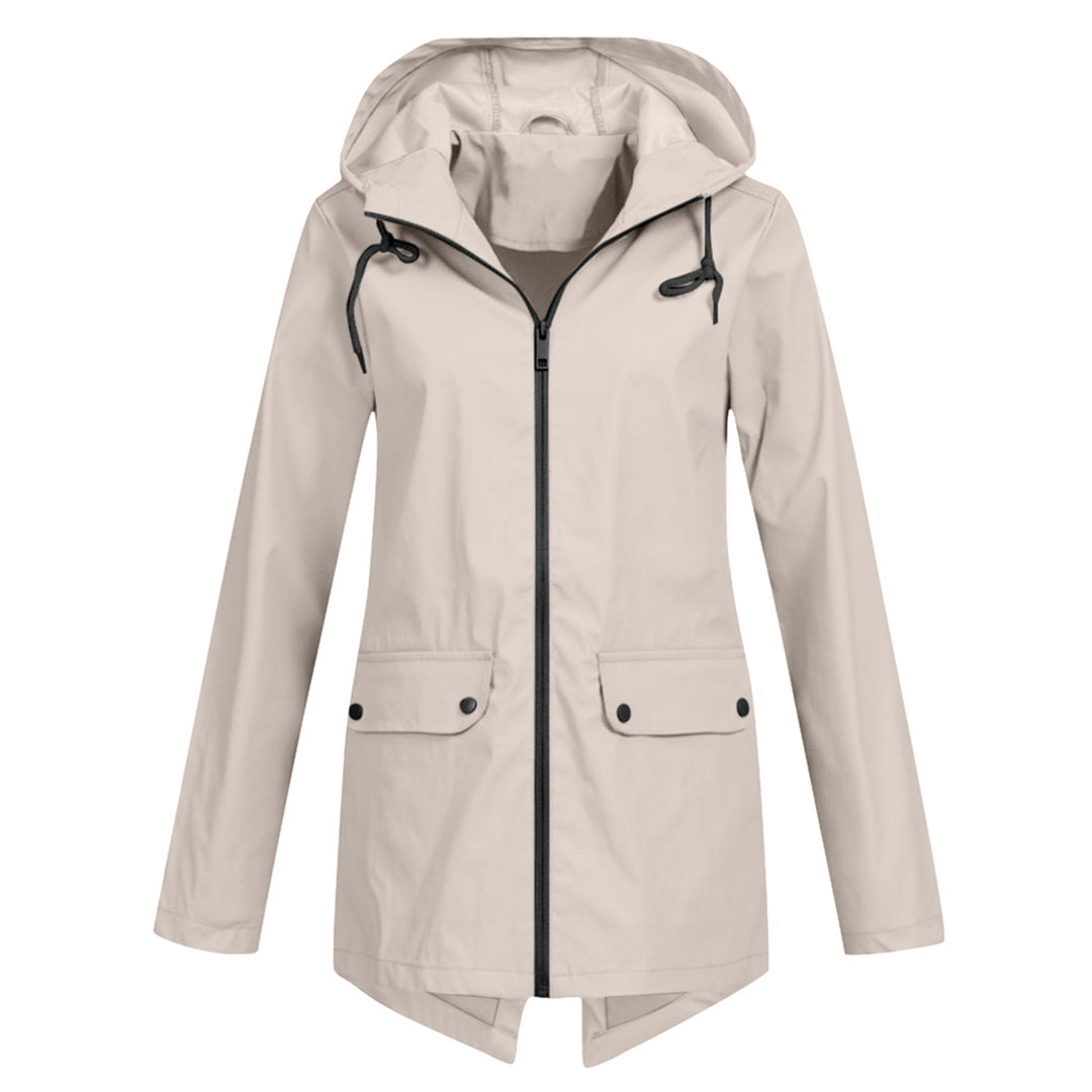 Dames Waterdichte Getailleerde Regenjas met Capuchon