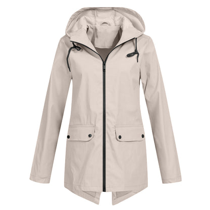 Dames Waterdichte Getailleerde Regenjas met Capuchon