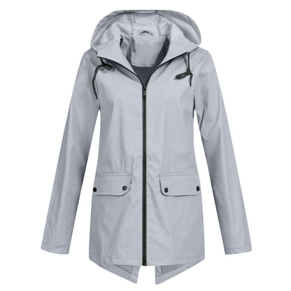 Dames Waterdichte Getailleerde Regenjas met Capuchon