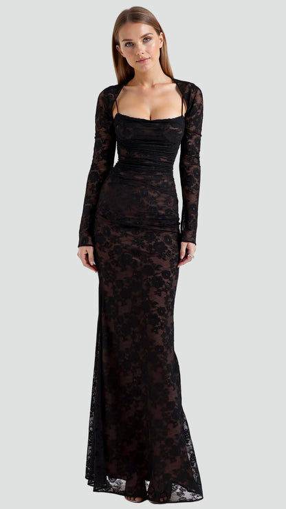 Dames Maxi Galajurk Van Kant Met Lange Mouwen