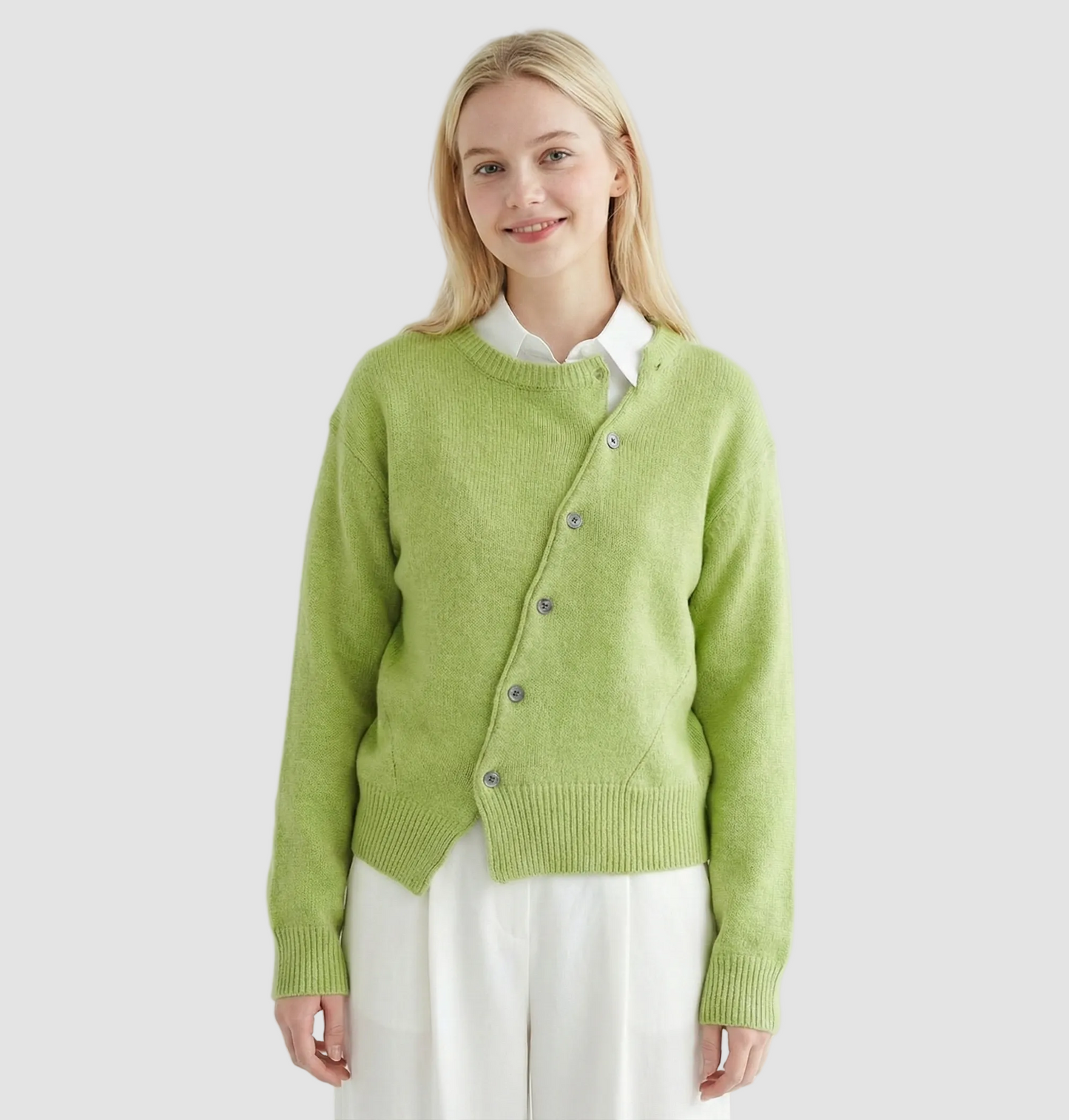 Gebreid Vest Met Asymmetrische Knopen Voor Dames