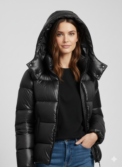 Warme Korte Gewatteerde Pufferjas met Capuchon voor Dames