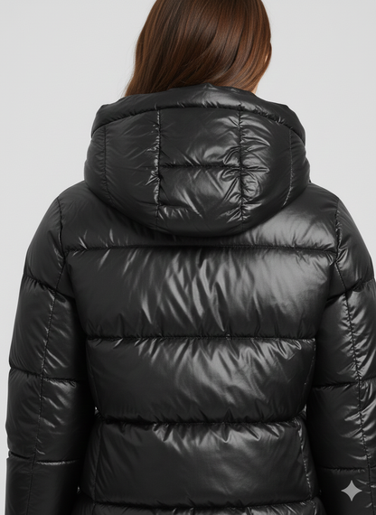 Warme Korte Gewatteerde Pufferjas met Capuchon voor Dames