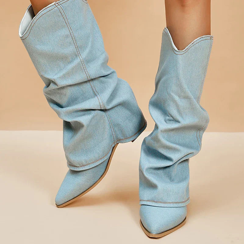 Benthe - Laarzen met denim en stoere uitstraling