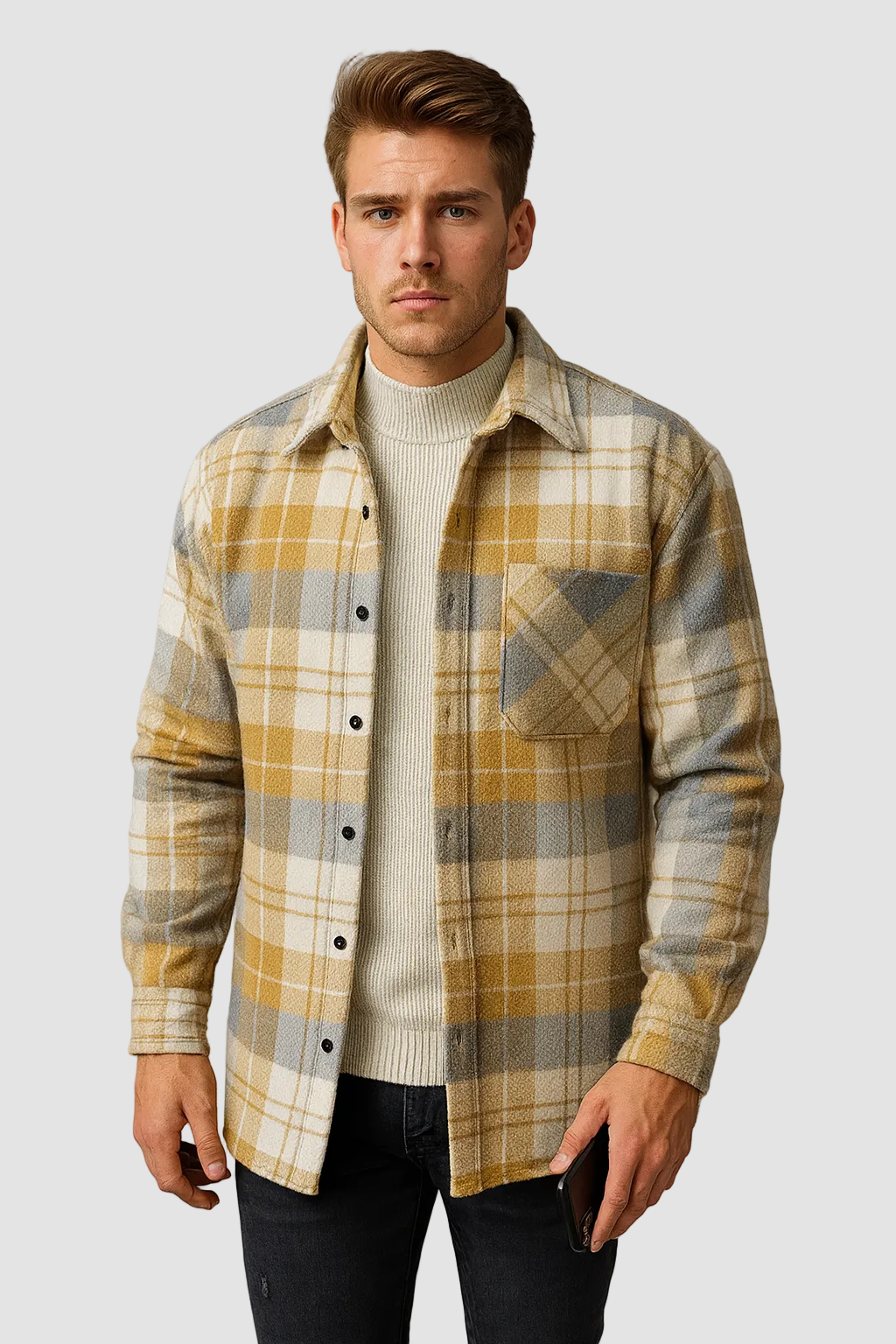 Geruit Heren Overshirt met Comfortabele Pasvorm