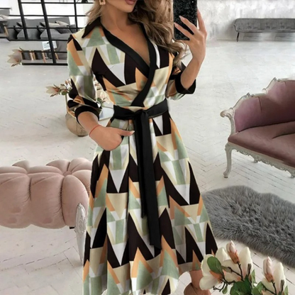 Ivalina - Elegante Wikkel Midi Jurk met Riempje voor Vrouwen