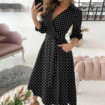 Ivalina - Elegante Wikkel Midi Jurk met Riempje voor Vrouwen