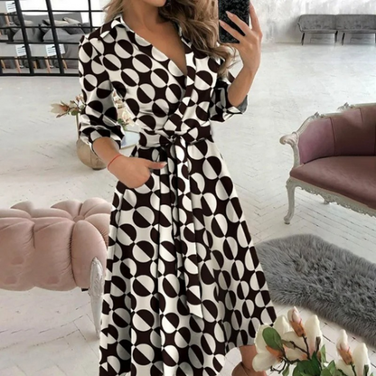 Ivalina - Elegante Wikkel Midi Jurk met Riempje voor Vrouwen