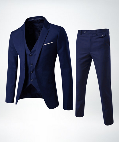 Elegant Driedelig Herenpak met Gilet en Slim Fit Pantalon