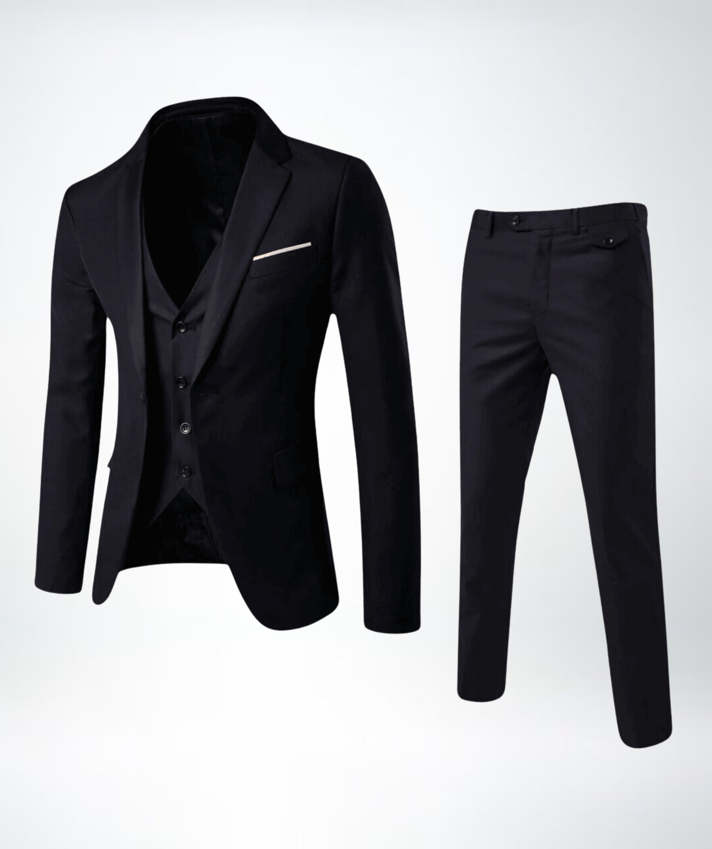 Elegant Driedelig Herenpak met Gilet en Slim Fit Pantalon