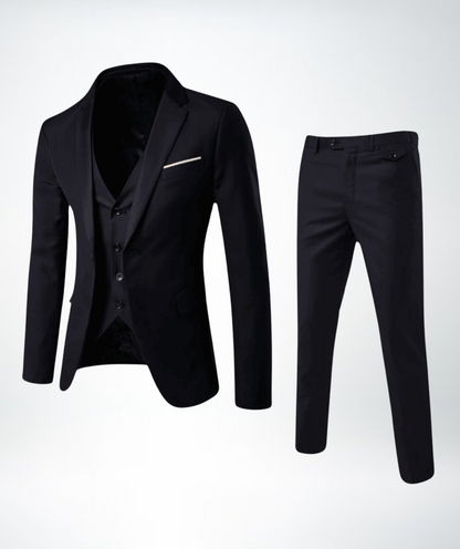 Elegant Driedelig Herenpak met Gilet en Slim Fit Pantalon