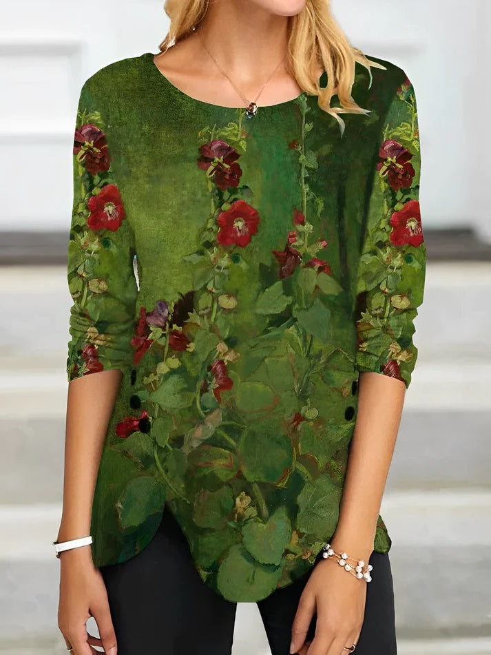 Janina - Bloemenprint Blouse met Lange Mouwen voor Vrouwen