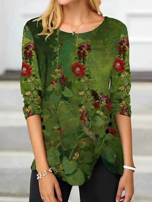Janina - Bloemenprint Blouse met Lange Mouwen voor Vrouwen