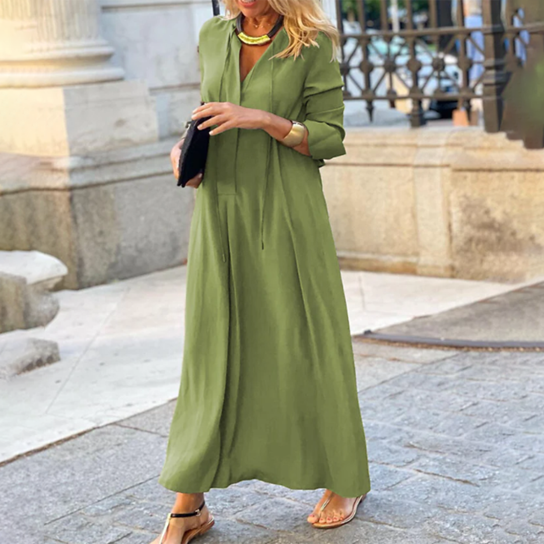 Nora - Elegante Maxi-jurk met lange mouwen voor dames